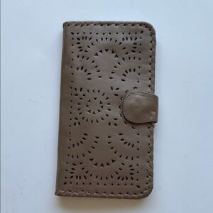 Cleobella Taupe Laser-Cut Long Wallet